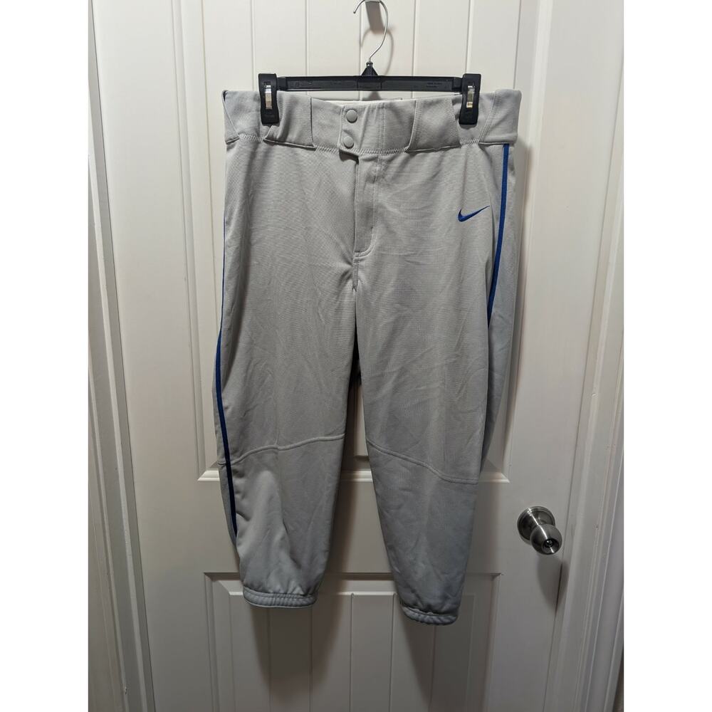New! Nike Vapor Select High Baseball Pants Mens Size M Grey/Blue Piping